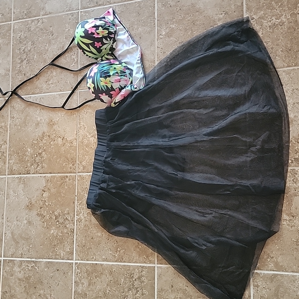 Mesh Swim skirt and  floral top